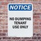Signmission No Dumping Tenant Use Only, 18 in W x Rectangle, Plastic OS-2PACK-NS-P-1824-V-16079 - alternate 6